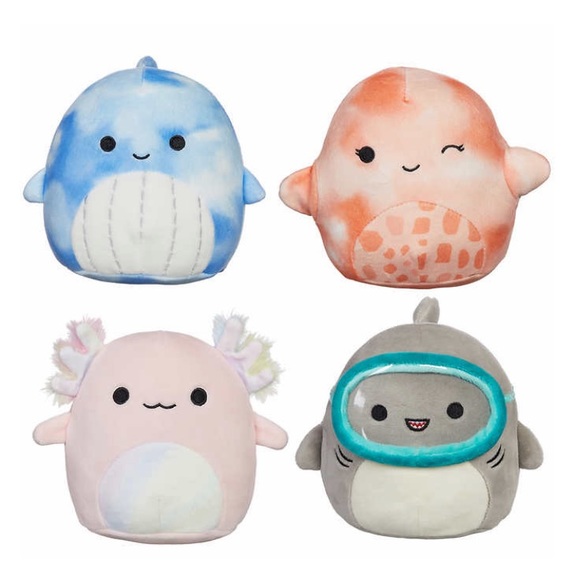 8 5” Sea Life Kellytoy Squishmallows - Sealife Mini Pack 8 5” Squishmallows Set - Picture 3 of 4